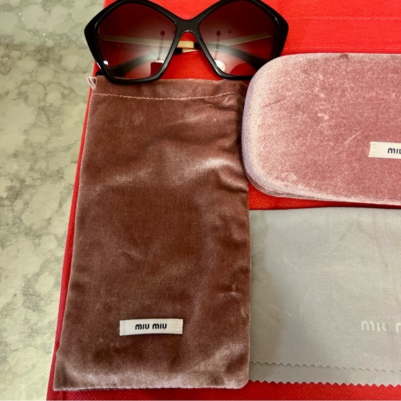 MIU MIU Pentagon SMU 11N 57014 1AB0A7 Black Gold / Grey Gradient Sunglasses Wmns - Picture 6 of 16
